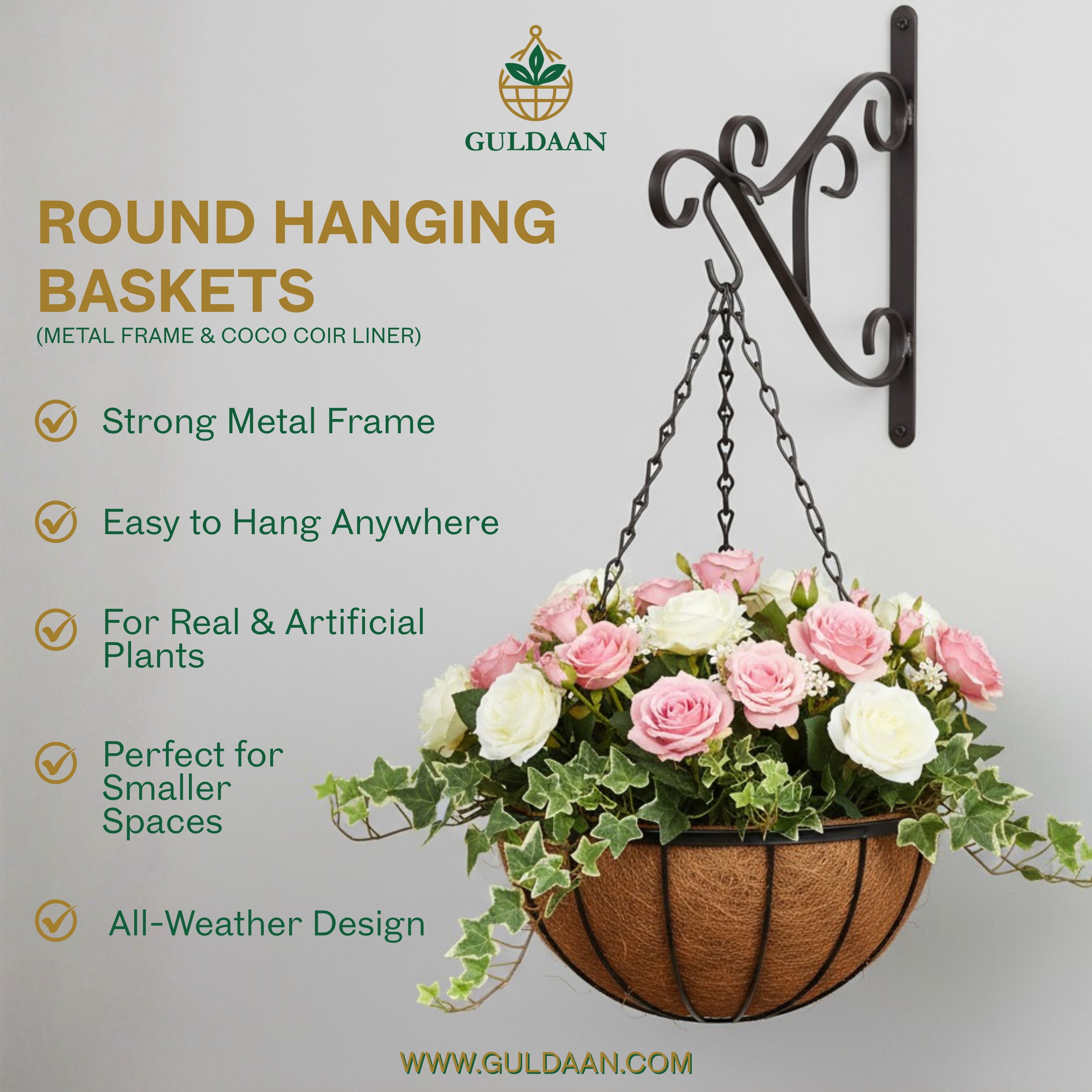 Signature Hanging Basket with metal frame For Garden and Home Décor