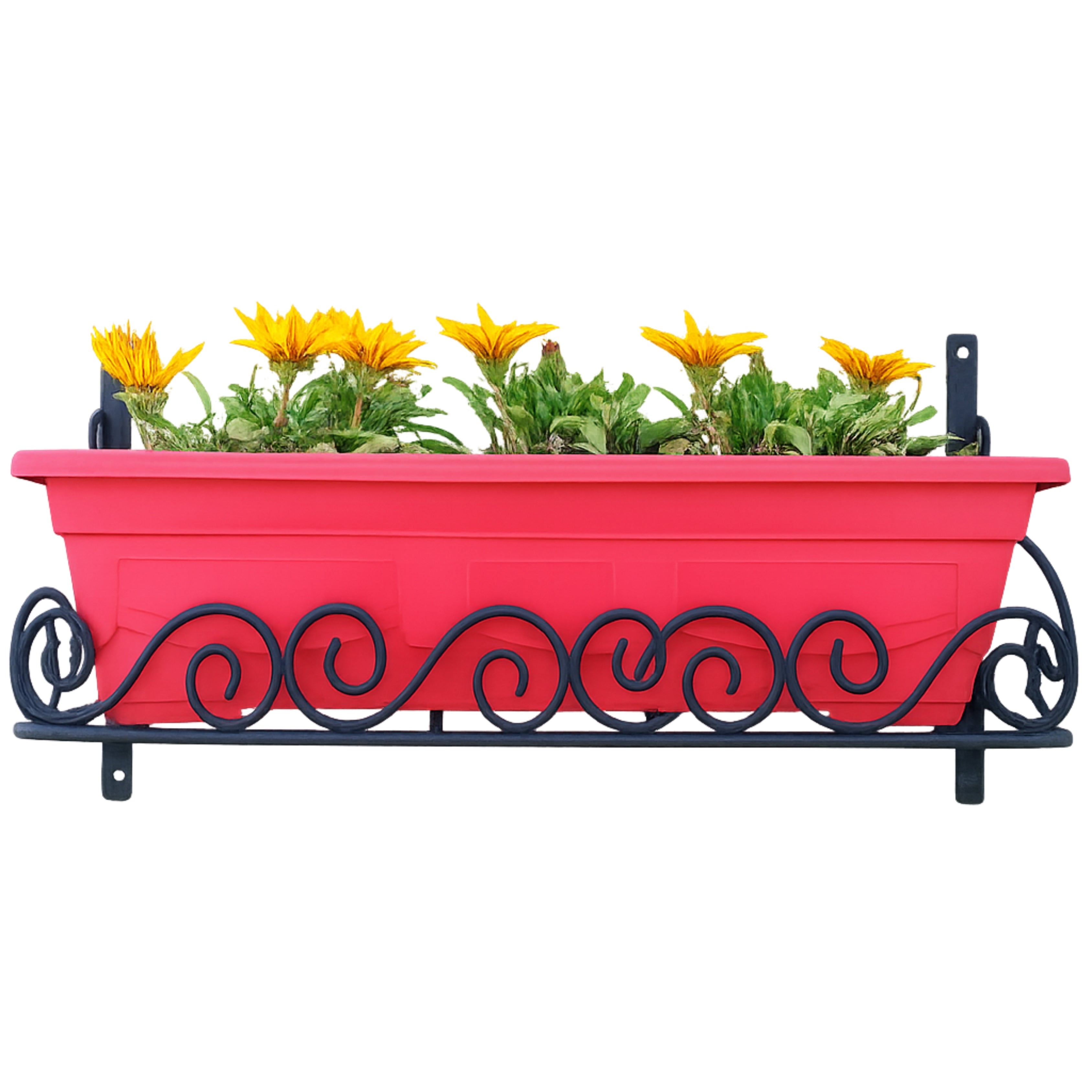 Metal Iron frame window box with Pot for Home/Garden/ Outdoor Décor 18 inches