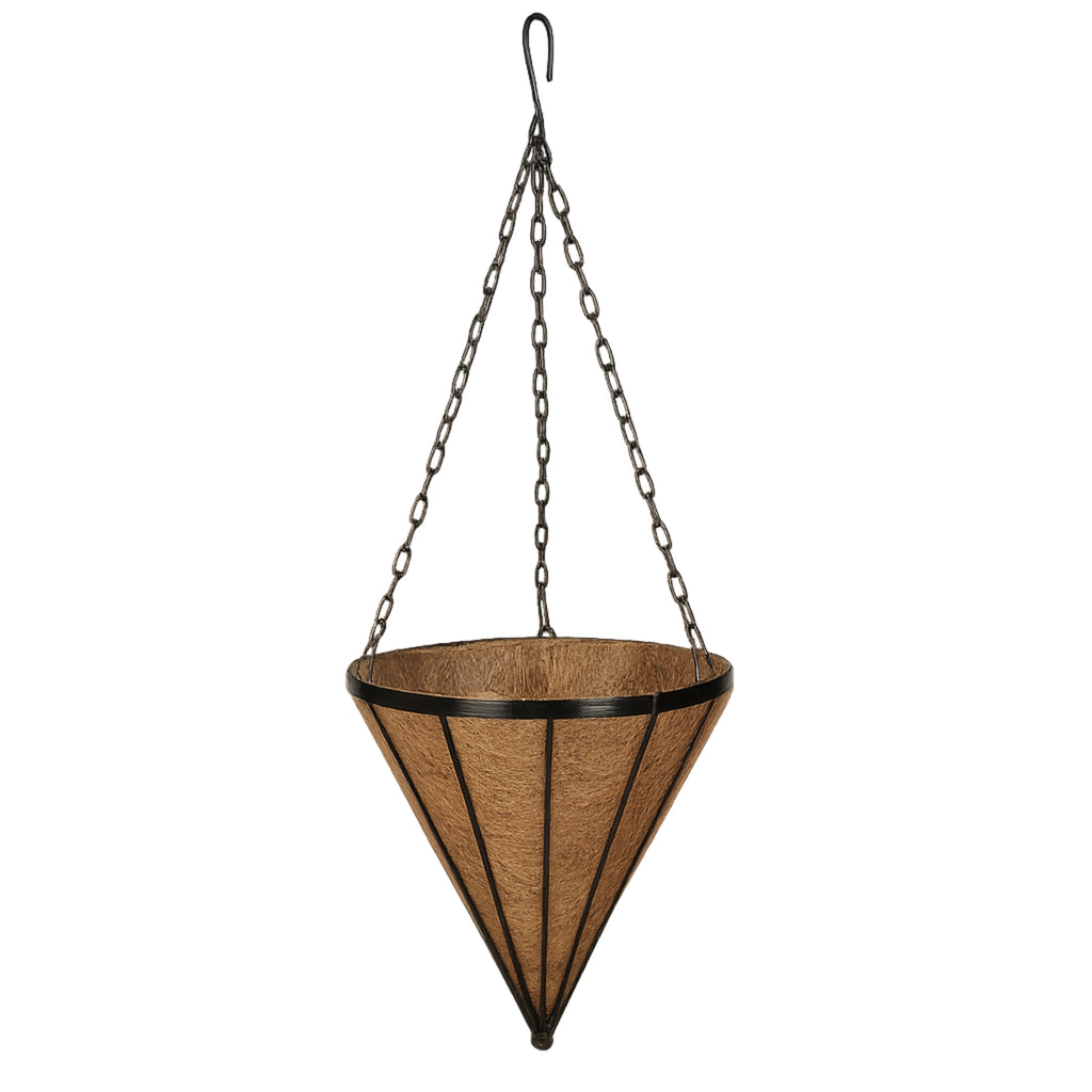 Elegant Flowers Hanging Basket Metal frame coco coir Liner for Outdoor Garden & Home Décor Black