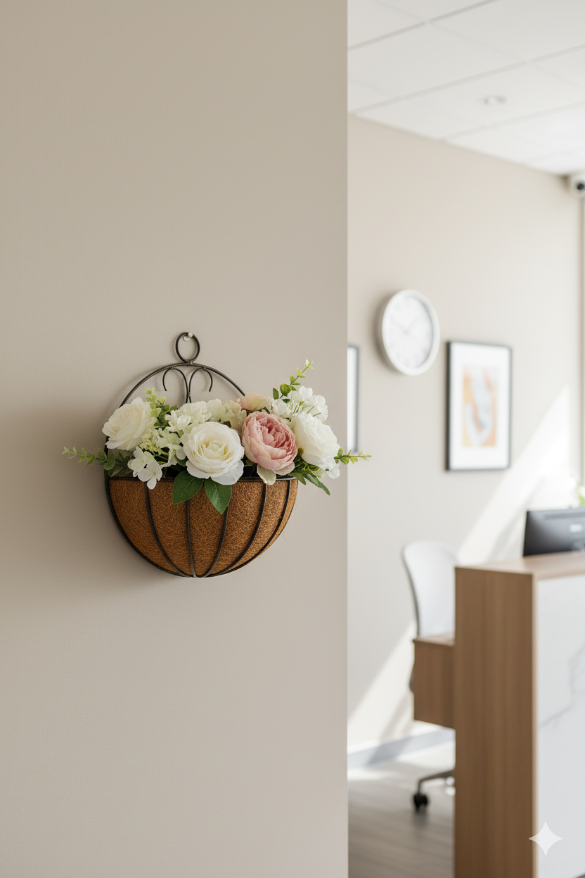 Wall Mounted Basket (Made with Metal frame Coco Coir liner) for Garden and Home Décor