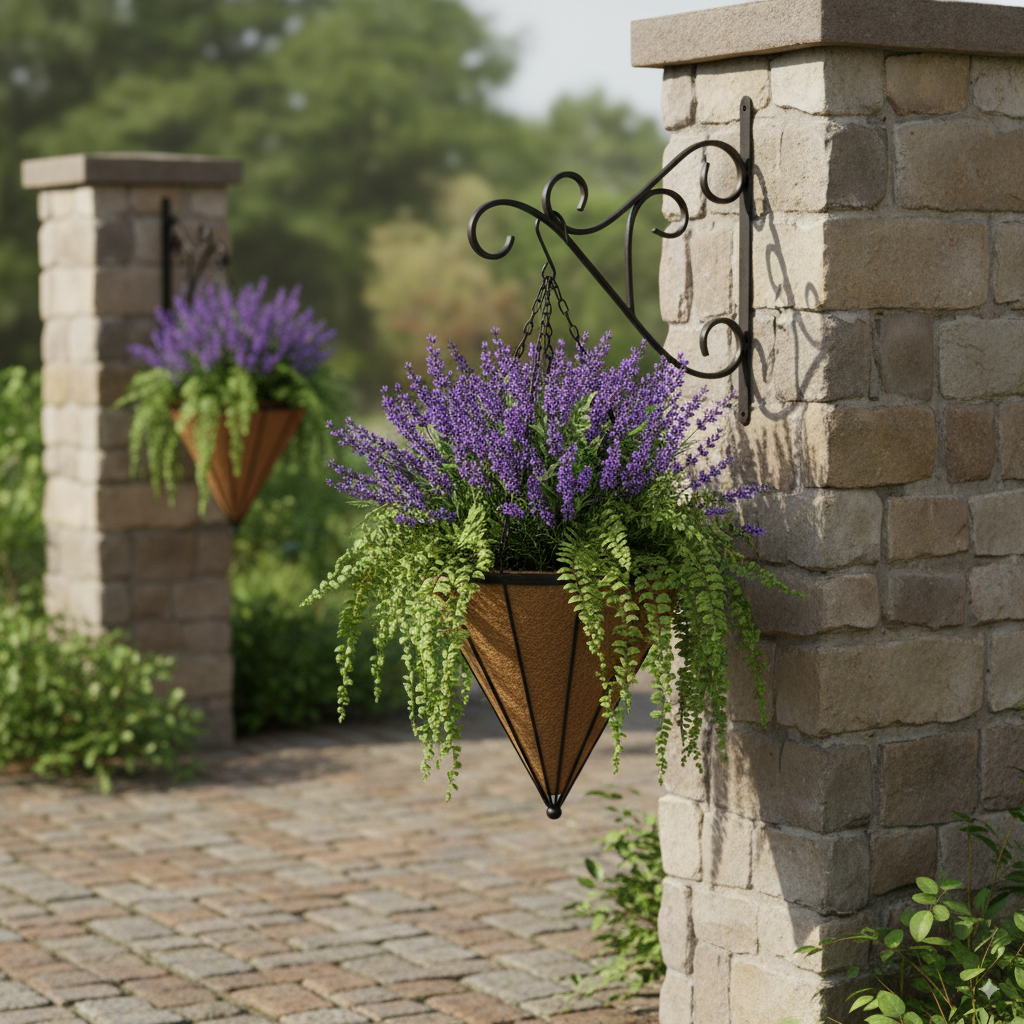 Elegant Flowers Hanging Basket Metal frame coco coir Liner for Outdoor Garden & Home Décor Black