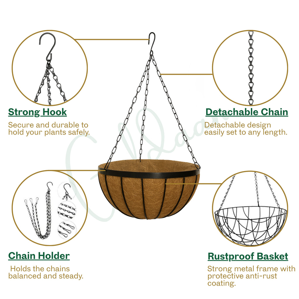 Signature Hanging Basket with metal frame For Garden and Home Décor