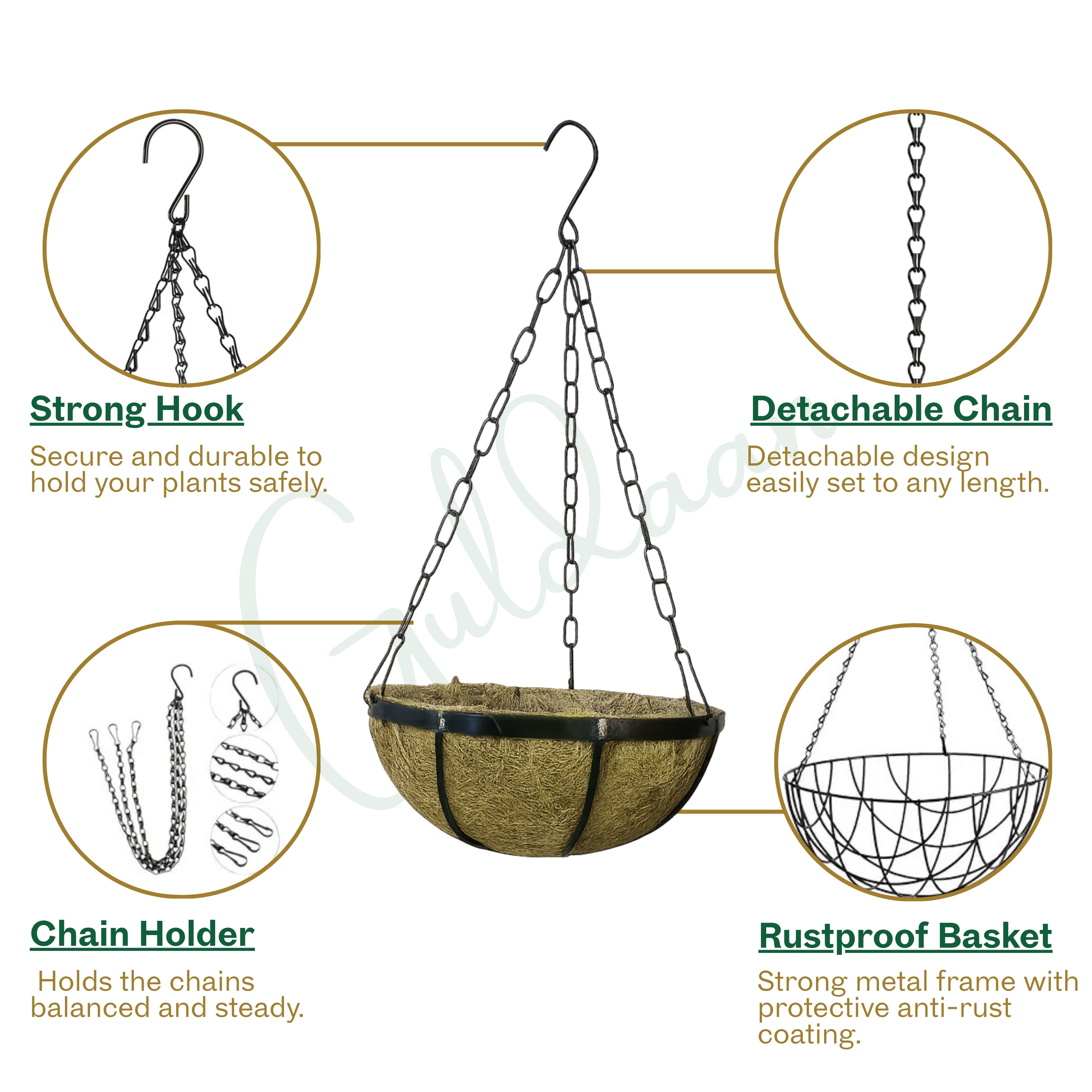 Premium Baby Basket Basket with Coco Coir liner for Garden and Home Décor