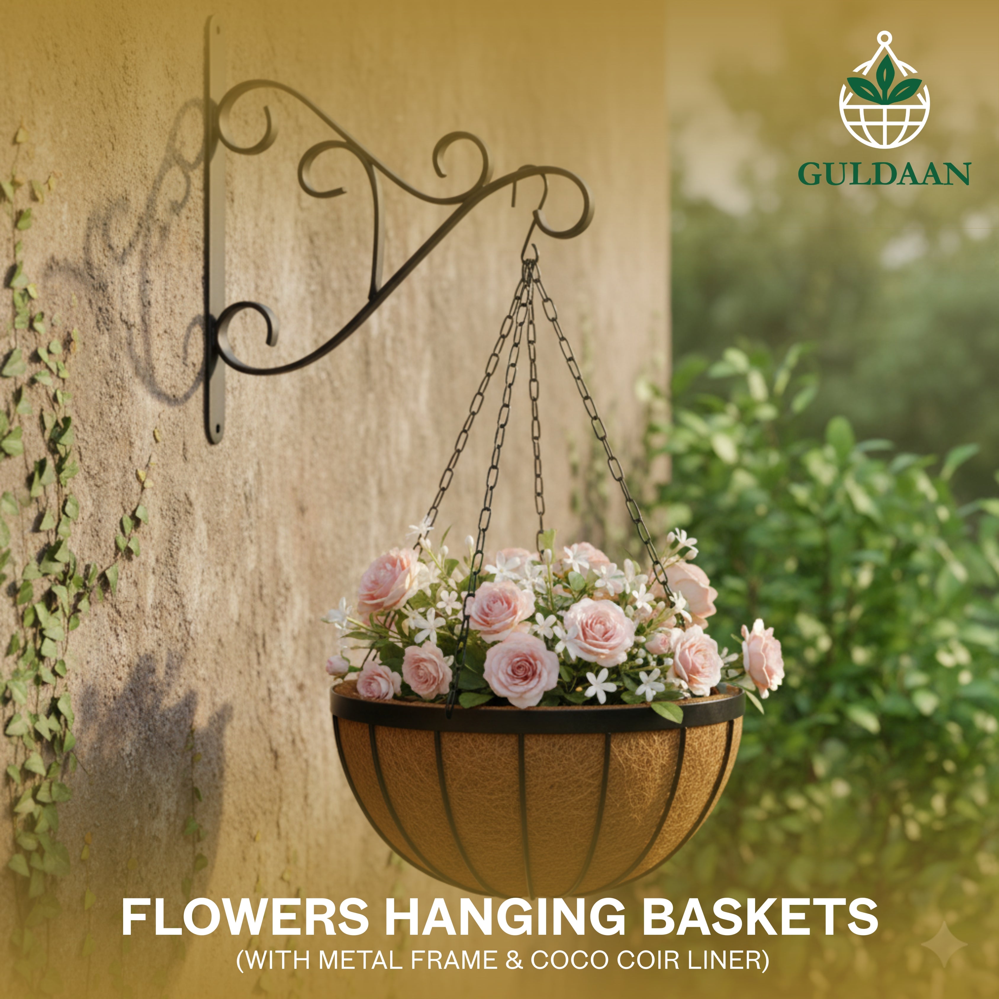 Signature Hanging Basket with metal frame For Garden and Home Décor