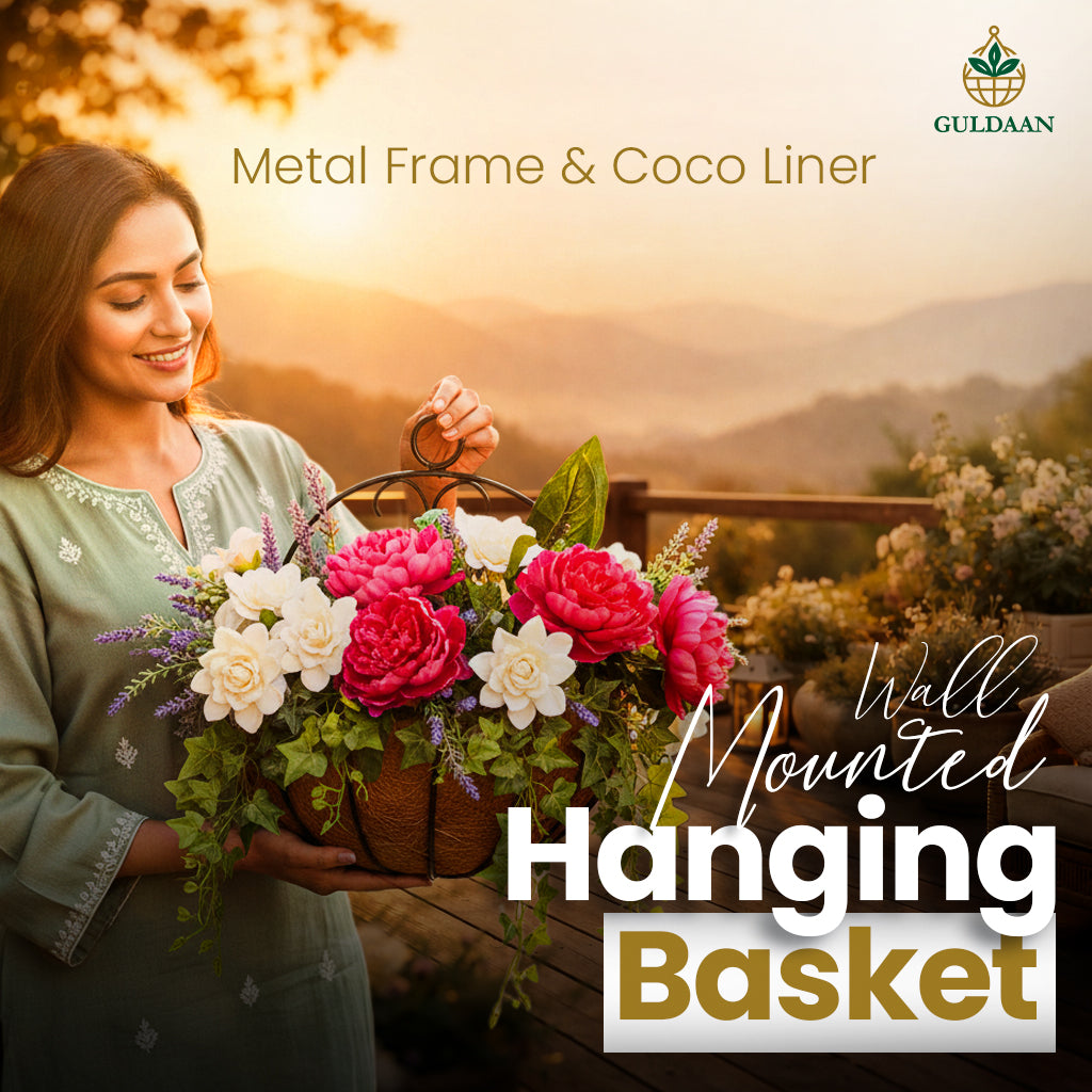 Wall Mounted Basket (Made with Metal frame Coco Coir liner) for Garden and Home Décor