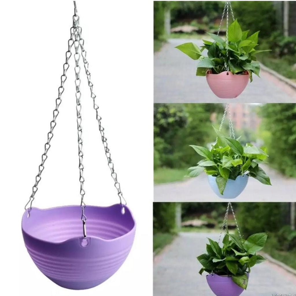Plastic Hanging Basket – Flower Pot – Stainless Steel Chain